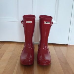 Women’s Original Short Gloss Hunter Rain Boots red
